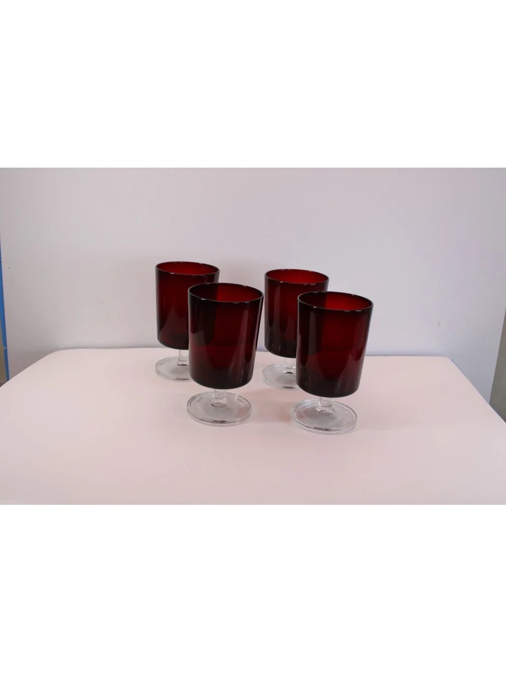 Vtg MCM Luminarc Cavalier Dark Ruby Red Wine Glasses 6